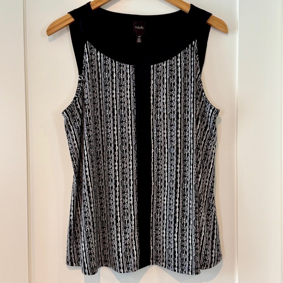 Rafaella Black and White Patterned Sleeveless Top Women’s Size L - Picture 1 of 6